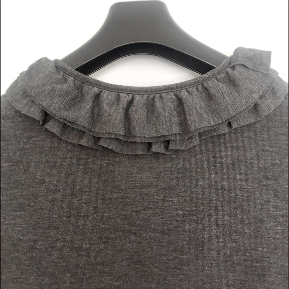 Spense || Pretty Ruffled Light Weight Gray Sweater Knit Dress 3/4 Sleeve… - Picture 6 of 7